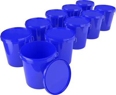 Produktbild von Eimer mit Deckel 16 L | Vorratseimer | Lebensmittelecht Blau | PP | 10 Stück