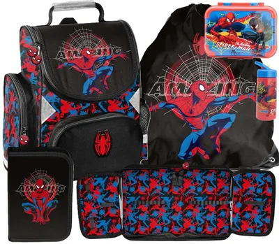 Produktbild von SPIDEY SPIDERMAN Schulranzen set 5in1 Ranzen rucksack Federmappe Turnbeutel SPIDER-MAN fur JUNGEN FÜR SCHULKINDER SCHULRANZEN FEDERMAPPE TURNBEUTEL