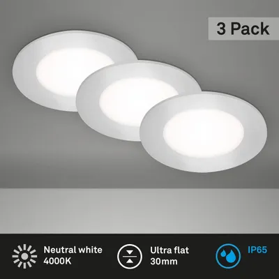 Zdjęcie produktu dla Lampy wpuszczane LED Zestaw lamp wpuszczanych 3W chromowane tworzywo sztuczne Ø8,6cm IP65 Briloner