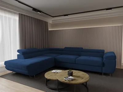 Produktbild von 4ALLHOME Ecksofa Luna mit Schlaffunktion, Couch, Sofa mit Bettkasten, Eckcouch, L-Form Seite: Links, Monolith 77 Marineblau