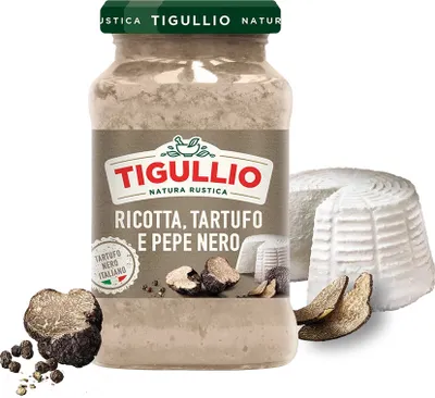 Produktbild von 12x Star Tigullio Pesto Ricotta, Tartufo e Pepe Nero Ricotta, Trüffel und schwarzer Pfeffer Kochsauce - Pastasauce 185g