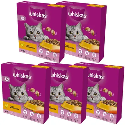 Zdjęcie produktu dla Whiskas Adult 5x800g Sucha Karma Pełnoporcjowa Dla Dorosłych Kotów Z Kurczakiem