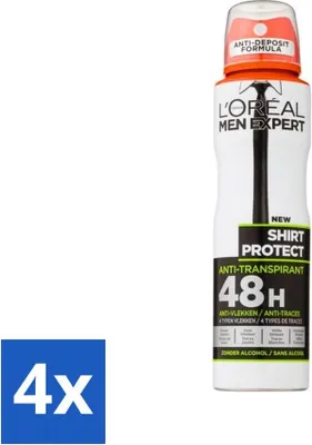 Immagine prodotto di L'Oréal Uomo Expert Shirt Protect - Deodorante - 150 ml - Deodorante Spray - Confezione da 4 pezzi