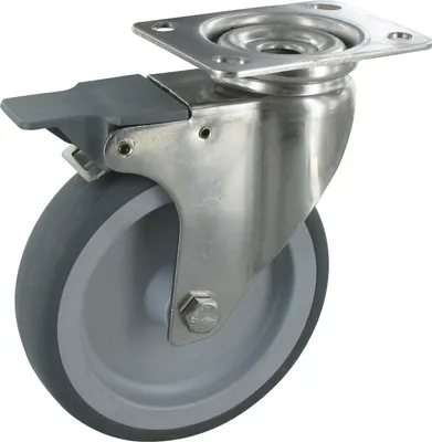 Produktbild von Apparaterollen Lenkrolle mit Feststeller Ø125mm TPE Gummi Anschraubplatte