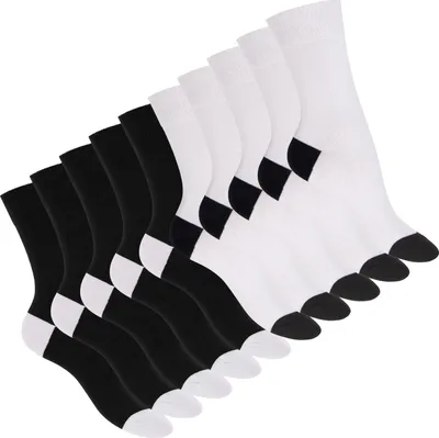 Produktbild von Footstar Damen und Herren Baumwoll-Socken (10 Paar) mit abgesetzter Ferse und Spitze - Schwarz Weiß 35-38