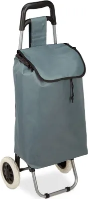 Produktbild von relaxdays nákupný vozík zo syntetických vlákien sivý 42,0 x 28,0 x 92,5 cm