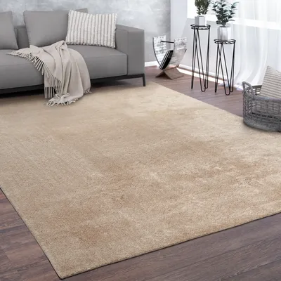 Produktbild von Waschbarer Teppich Wohnzimmer Kurzflor Einfarbiger Moderner Stil Weich Beige Grösse 240x340 cm