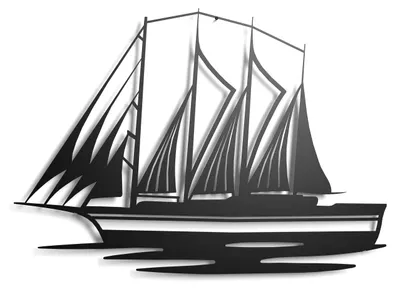 Metall-Skulptur Segelboot, Wanddeko, 43x31 cm, Stahl