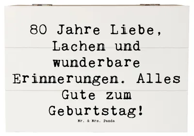 Produktbild von Mr. & Mrs. Panda holzschatulle Spruch 80. Geburtstag 22 x 15 cm - Weiß - Geschenk, Box, Geschenkbox, schatztruhe, Alles Gute zum, Happy Birthday, Geburtstagsgeschenk