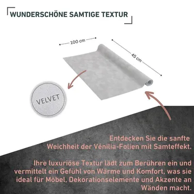 Produktbild von Klebefolie Samt hellgrau - 45x100cm