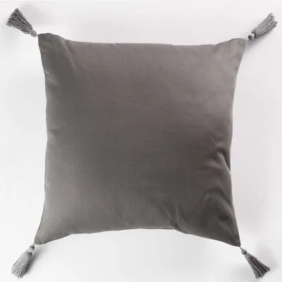 Image de Coussin Passepoil avec Pompons coton Uni Popsys Anthracite 40 x 40 cm