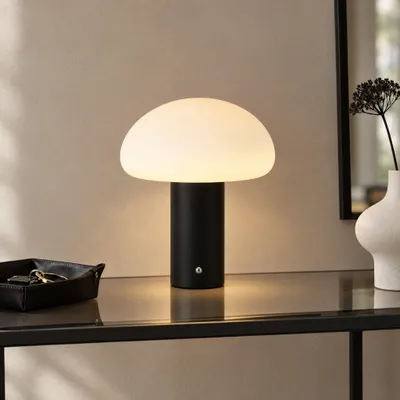 Image de LUSENZ - Lampe de table LED 4W noire champignon rechargeable IP20