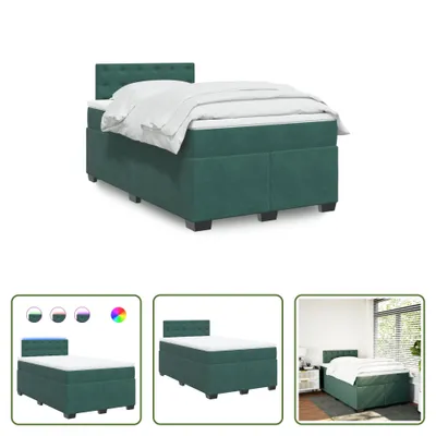 Produktbild von The Living Store Boxspringbett mit Matratze Dunkelgrün 120x200 cm Samt