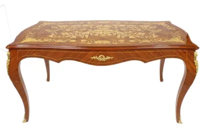 Produktbild von Casa Padrino Luxus Barock Schreibtisch Mahagoni Intarsien / Gold 160 cm - Antik Stil Sekretär Luxus Möbel