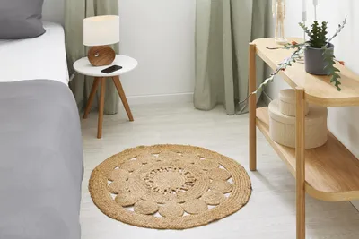 Image de Tapis en jute "Balo", dimensions 120 cm, couleur beige