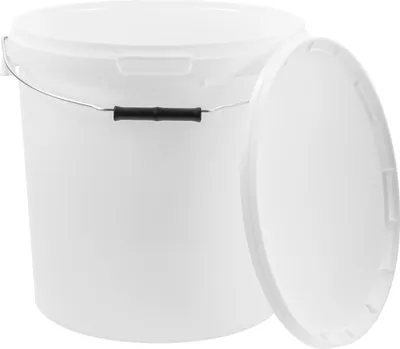 Produktbild von BenBow Eimer mit Deckel 20L x100 Weiß - lebensmittelecht, stabil, luftdicht, auslaufsicher, geruchsneutral - Plastikeimer mit Henkel - leer
