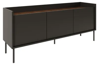 Image de Selsey Tovi - Meuble TV 3 portes, 140 cm, noir / noyer