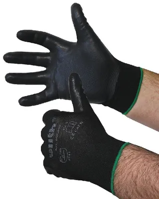 Produktbild von Montage-Feinstrickhandschuhe, Größe 9/L, schwarz, 13G-Trägermaterial, Nitril