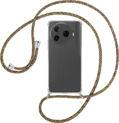Produktbild von Handykette Backcover-Schutzhülle mit Band (Metall silberfarben) für Tecno Camon 30 Pro 5G - braun+beige