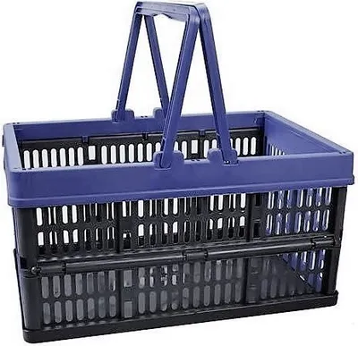 Produktbild von alpfa 800659 Faltbox mit Henkeln - 16 Liter - blau/schwarz - türkis/schwarz