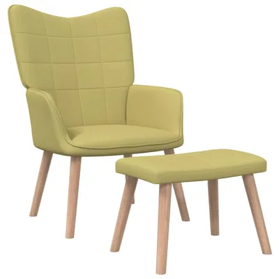 Produktbild von Relaxsessel mit Hocker Grün Stoff