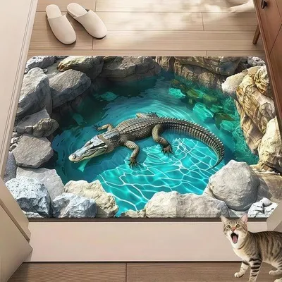 Image de Tapis 3D 50 x 80 cm avec effet antidérapant, pour l'intérieur et l'extérieur
