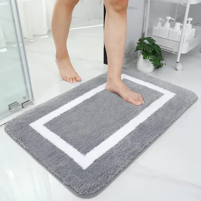 Zdjęcie produktu dla Szara, antypoślizgowa mata podłogowa z mikrofibry, 60 x 90 cm