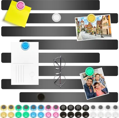 Zdjęcie produktu dla Magneetbord - Tablica na notatki do biura - 16 silnych magnesów - Czarny