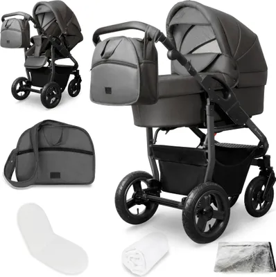 Produktbild von Bergsteiger Capri Kombikinderwagen 2-in-1 ohne Babyschale – Babywanne & Sportsitz, Luftreifen, Federung, höhenverstellbarer Griff, faltbar, Zubehör