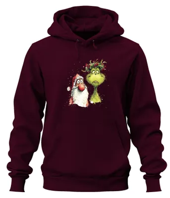 Produktbild von Grinch Weihnachtsmann Weihnachten lustig Geschenk Hoodie Kapuzenpullover, Burgundy, M