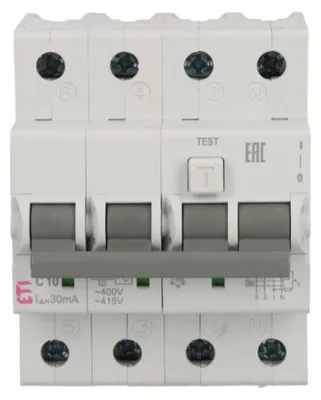 Produktbild von Fehlerstromschutzschalter 4P 10A C 0,03A Typ AC KZS-4M 002174022