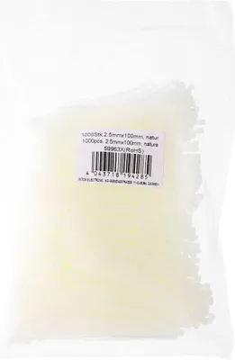 Immagine prodotto di InLine® 59963X Fascette di cablaggio, lunghezza 100 mm, larghezza 2,5 mm, bianche, 1000 pezzi, sfuse