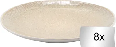 Produktbild von Dessertteller - Ø 22 cm - Beige - Weiß - Steingut - mit Reliefprägung - 8er Set