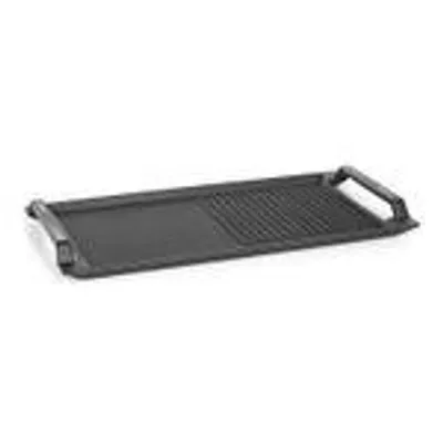 Produktbild von Klarstein Delicatessa - Grill Pan, Grillplatte für Induktionskochfelder, Zubehör, Kochfeld: 43,5 x 23 cm, Halb & Halb: Bratplatte und Grillrippen, Anti-Haft-Beschichtung, Eisen, schwarz