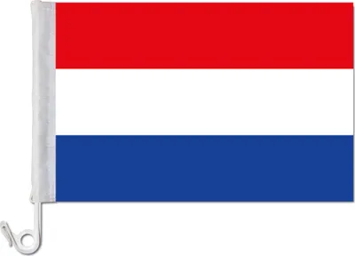Produktbild von Autofahne Niederlande, 115 g/m², mit doppelten Sicherheitsnähten und Klemmbefestigung für Seitenscheibe