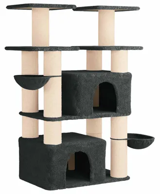 Obrázok produktu pre Mačací strom s sisalovými škrabacími stĺpikmi, 2 kusy, tmavošedá farba, výška 147 cm