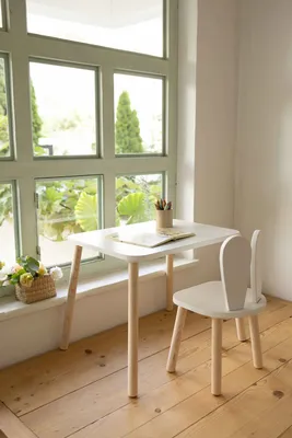 Immagine prodotto di Skye Decor, Bunny One Chair Set - Bianco, Tavoli per bambini, Set tavolo per bambini, Bianco, MDF, 50 x 60 x 45 cm