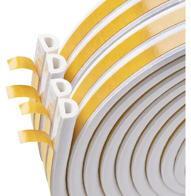 Imagen del producto de Burlete de puerta - Perfil en D - 20 m - Autoadhesivo - Blanco - Para puertas y ventanas