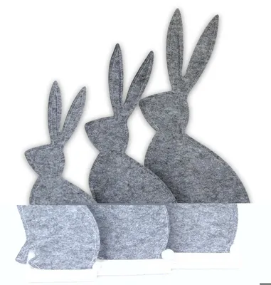 Produktbild von Hase aus Filz stehend auf Holzfuß Dekoartikel Osterdeko 25x7x62cm