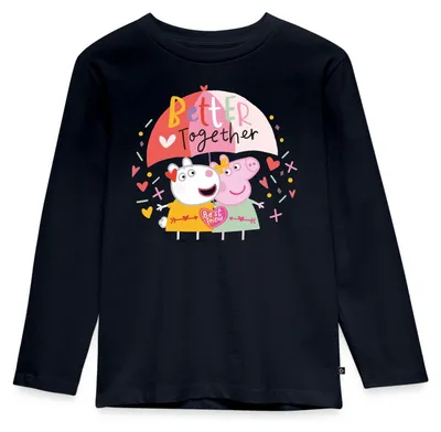 Produktbild von Spreadshirt Peppa Wutz Und Luzie Locke Better Together Kinder Premium Langarmshirt, 110/116 (4 Jahre), Navy