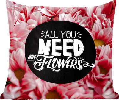 Produktbild von MuchoWow® Zierkissen Sofakissen Wohnzimmer Dekokissen 45x45 cm Alles, was du brauchst, sind Blumen" - Sprichwörter - Zitate - Schlafpolster - Polster für das Sofa