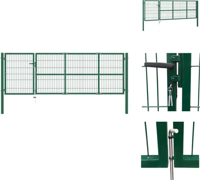 Produktbild von vidaXL Gartentor mit Pfosten 350 x 100 cm Stahl Grün -  Gartentore