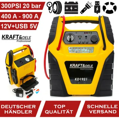 Produktbild von Starthilfe 5in1 - Multifunktionsgerät - Starthilfe, Kompressor, Taschenlampe KD1921