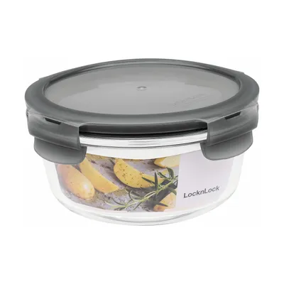 Produktbild von Lock und Lock Boroseal Glas-Multifunktionsbox bis 400°C ofenfest, grau rund Größe: 650 ml
