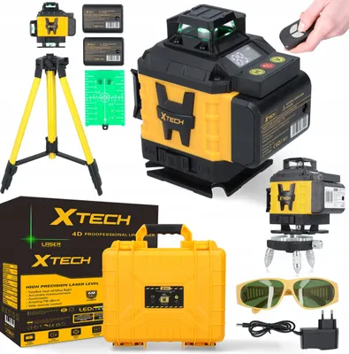 Produktbild von Xtech Selbstnivellierende Kreuzlaser-Wasserwaage Stativ + 2 Batterien