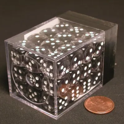 Produktbild von Chessex Translucent Turm/weiß D6 12mm Würfel Set 36 Stück