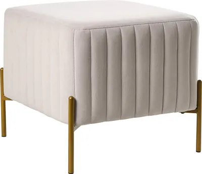 Produktbild von BELIANI Hocker Cremeweiß Samt mit Goldenen Metallbeinen 47 x 47 cm Quadratisch Glamouröser Stil Sitzhocker Fußhocker Wohnzimmer Flur