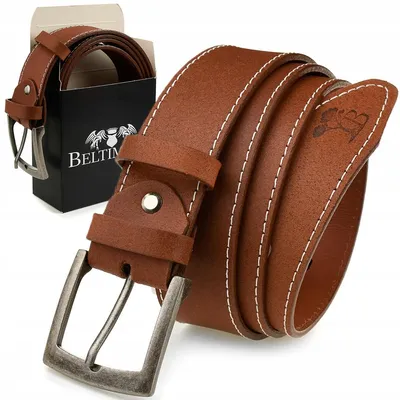 Produktbild von Herren-Ledergürtel mit Schnalle, 4 cm, braun, BELTIMORE