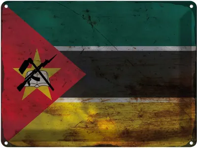 Produktbild von vianmo Blechschild 30x40 cm Mosambik Mozambique Flagge Fahne Wappen