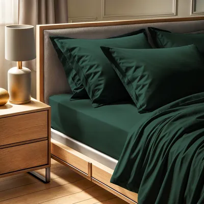 Produktbild von L'Essentiel Linge de Maison, Tonne Verte - 54, Ranforce Super King Spannbettlaken (FR) (IT) (ES) (DE), 100 % BAUMWOLLE RANFORCE, Dunkelgrün,  180 x 200+30 cm